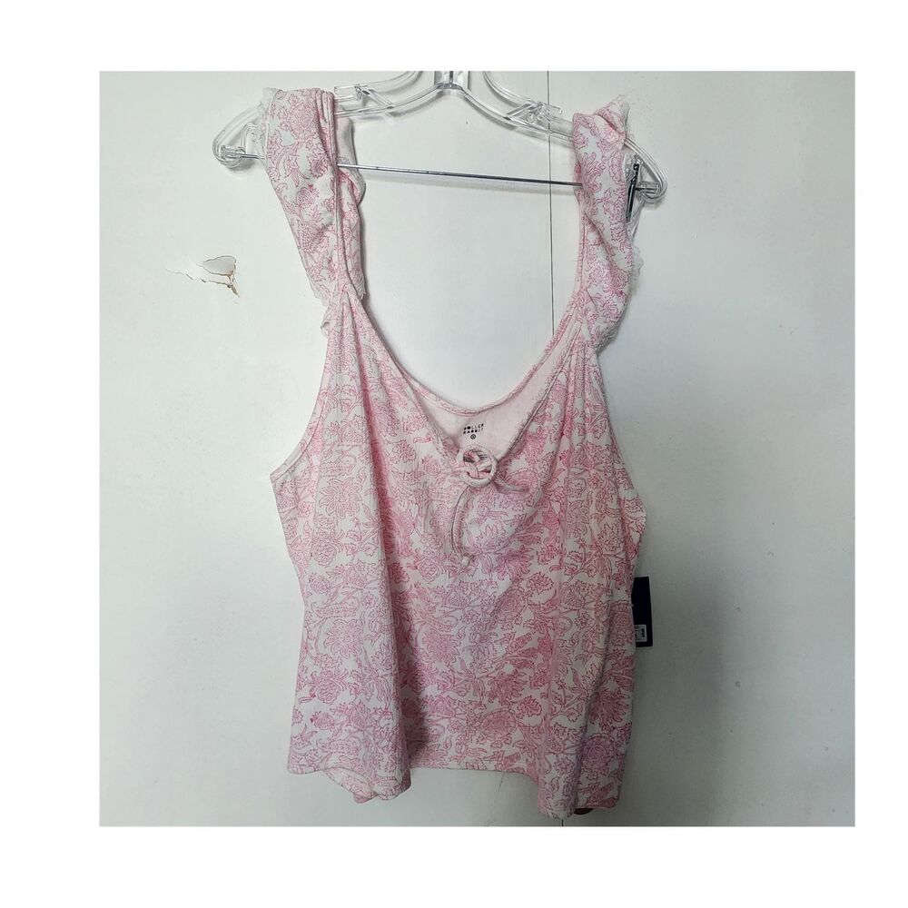 Roller Rabbit Pink Floral Sleeveless Pajama top Ruffle Accent Women’s Plus 2X